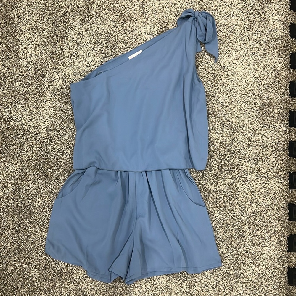 Steely Blue One Shoulder Romper